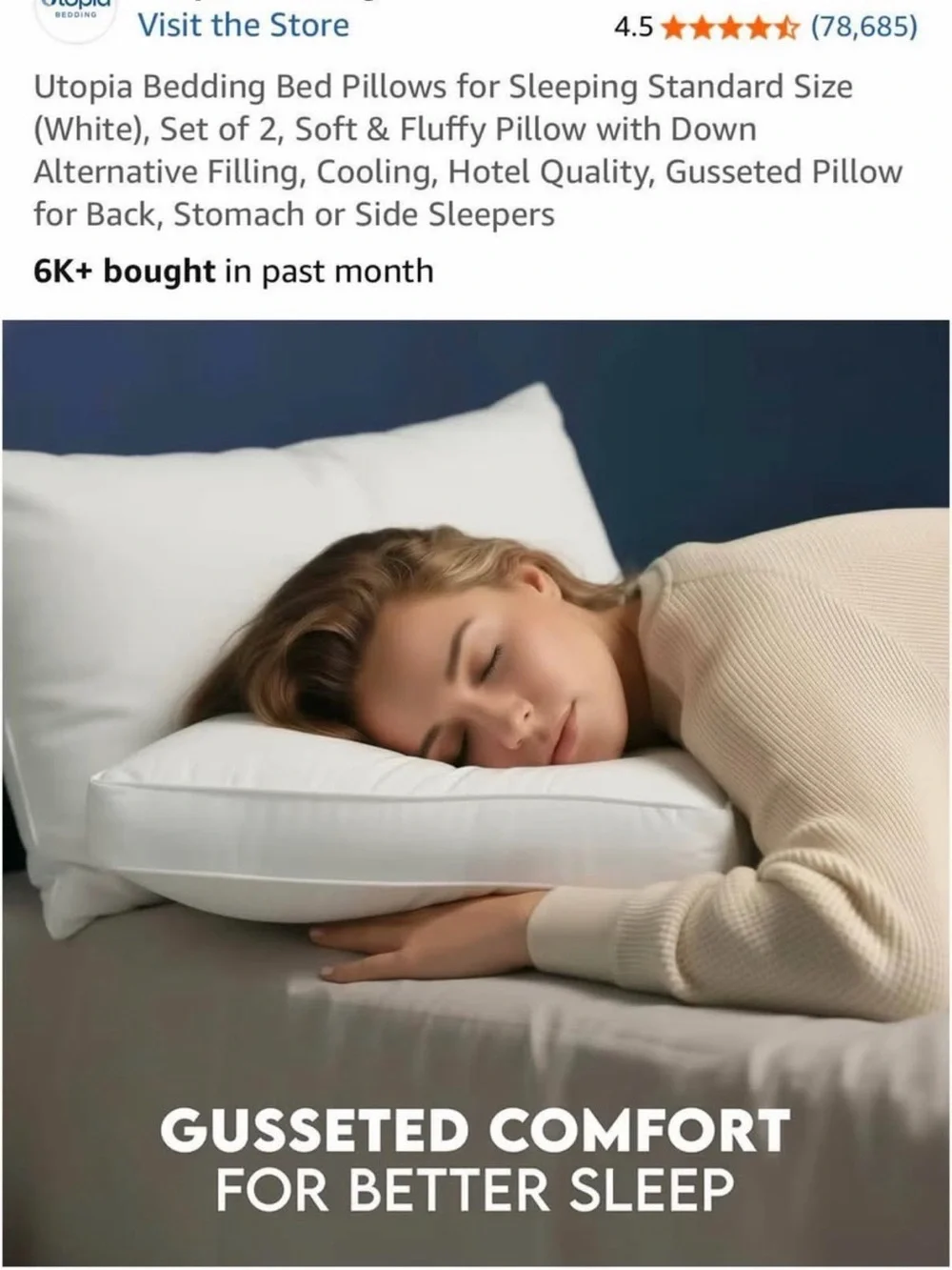 NIB Utopia Bedding Standard Pillows - two pack